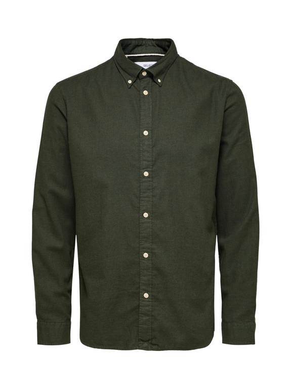 Selected Slim Flannel Shirt LS - Darkest Sprunce Melange